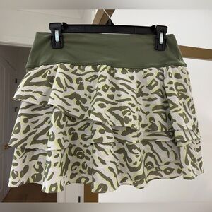 Aerie Olive and Cream Animal Print Mini Skirt